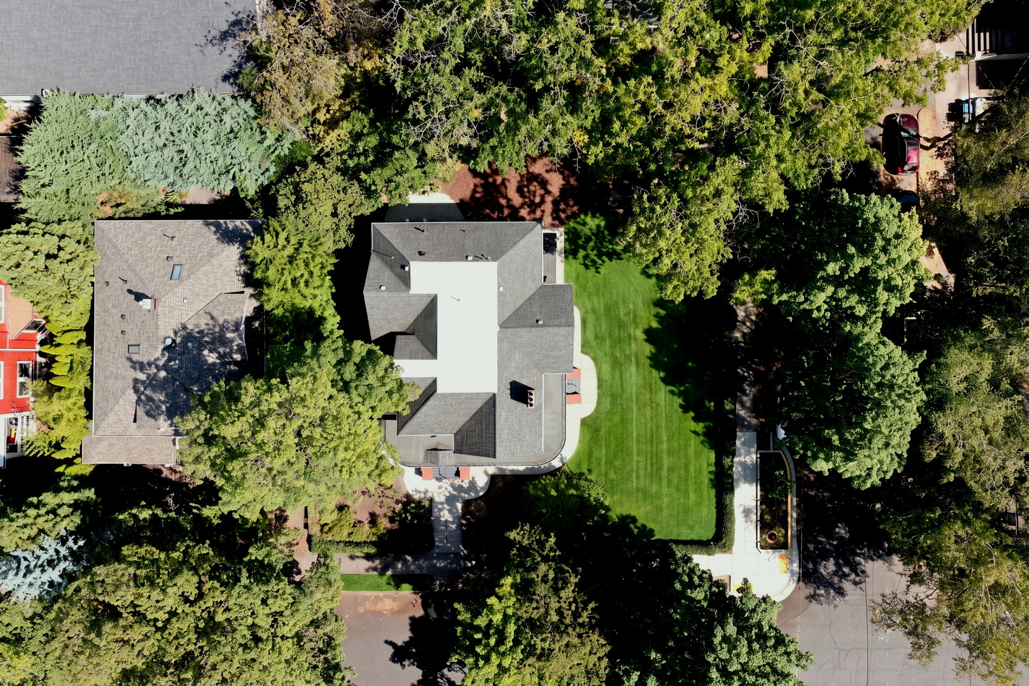 Aerial view of the Fenton House and inner Southeast Portland
