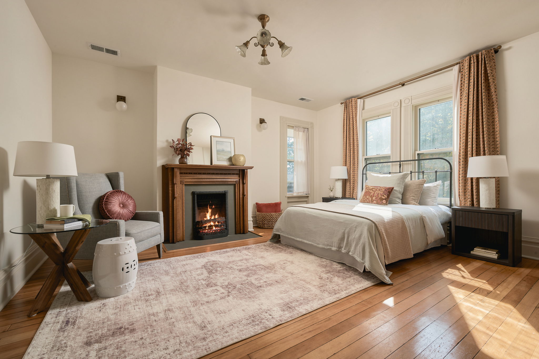 Primary bedroom with fireplace